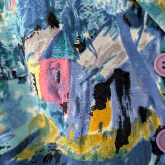 Emily & Finn cotton watercolor sleeveless collared dress - STUNNING Sm - Picture 3 of 6